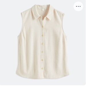 NWT - Nine Britton - Carter Button Down Collared Woven Tank - Med Petite